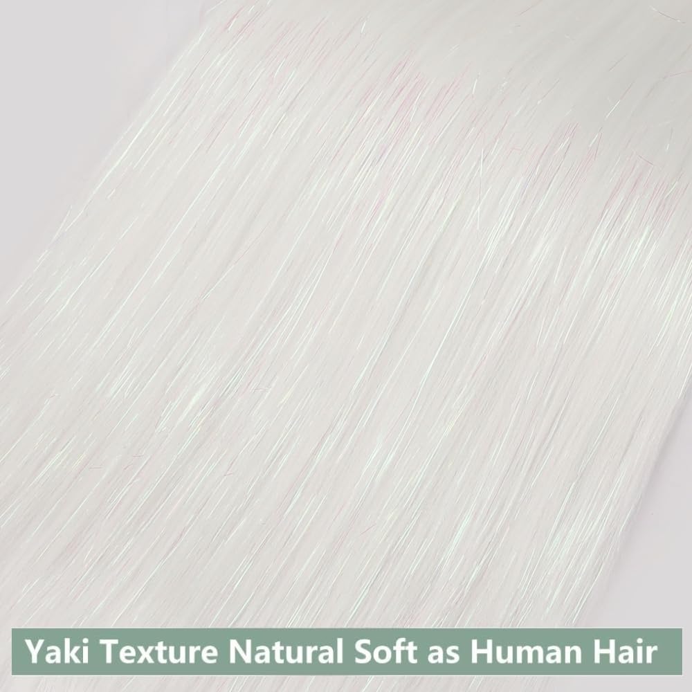 Thumbnail 4 de YDDM Kunsthaar zum Einflechten Pre Stretched Braiding Hair „Weiß Glitz“ (Yaki) – 6er Pack