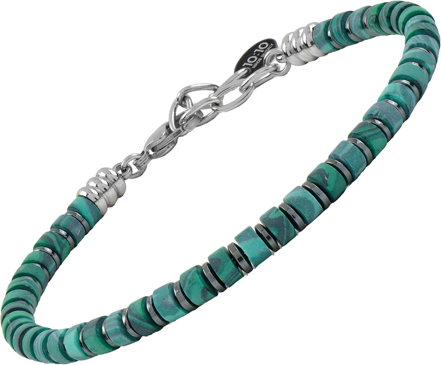 Thumbnail 6 de 10:10 Bracciale uomo pietre naturali, ematite e acciaio inossidabile – Artigianale italiano, regolabile