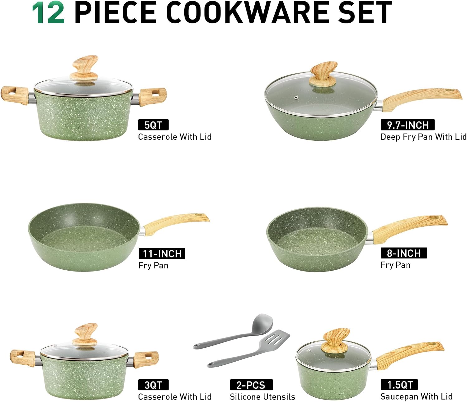 Thumbnail 2 de Kitchen Academy 12-Piece Nonstick Cookware Set