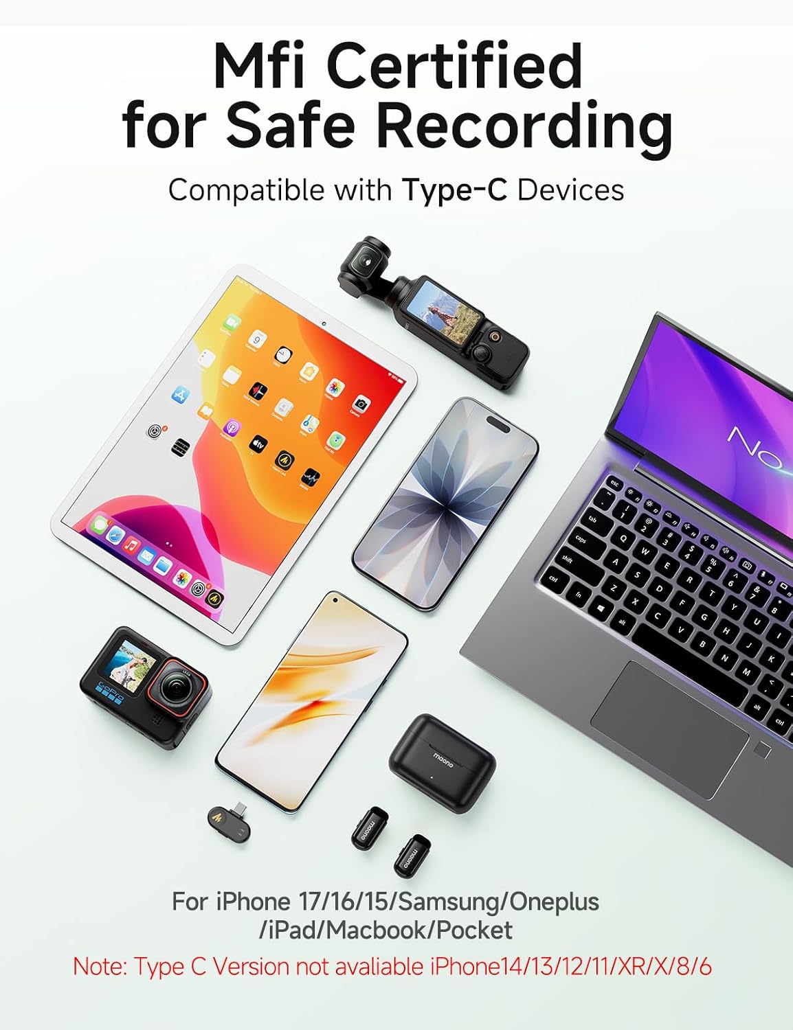 Thumbnail 6 de MAONO Wave T1 mini - PC2 USB-C wireless lavalier microphone with 4-stage noise reduction