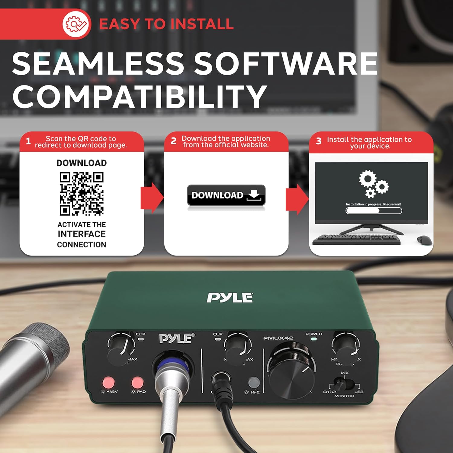 Thumbnail 4 de Pyle USB Audio Interface 2-in/2-out