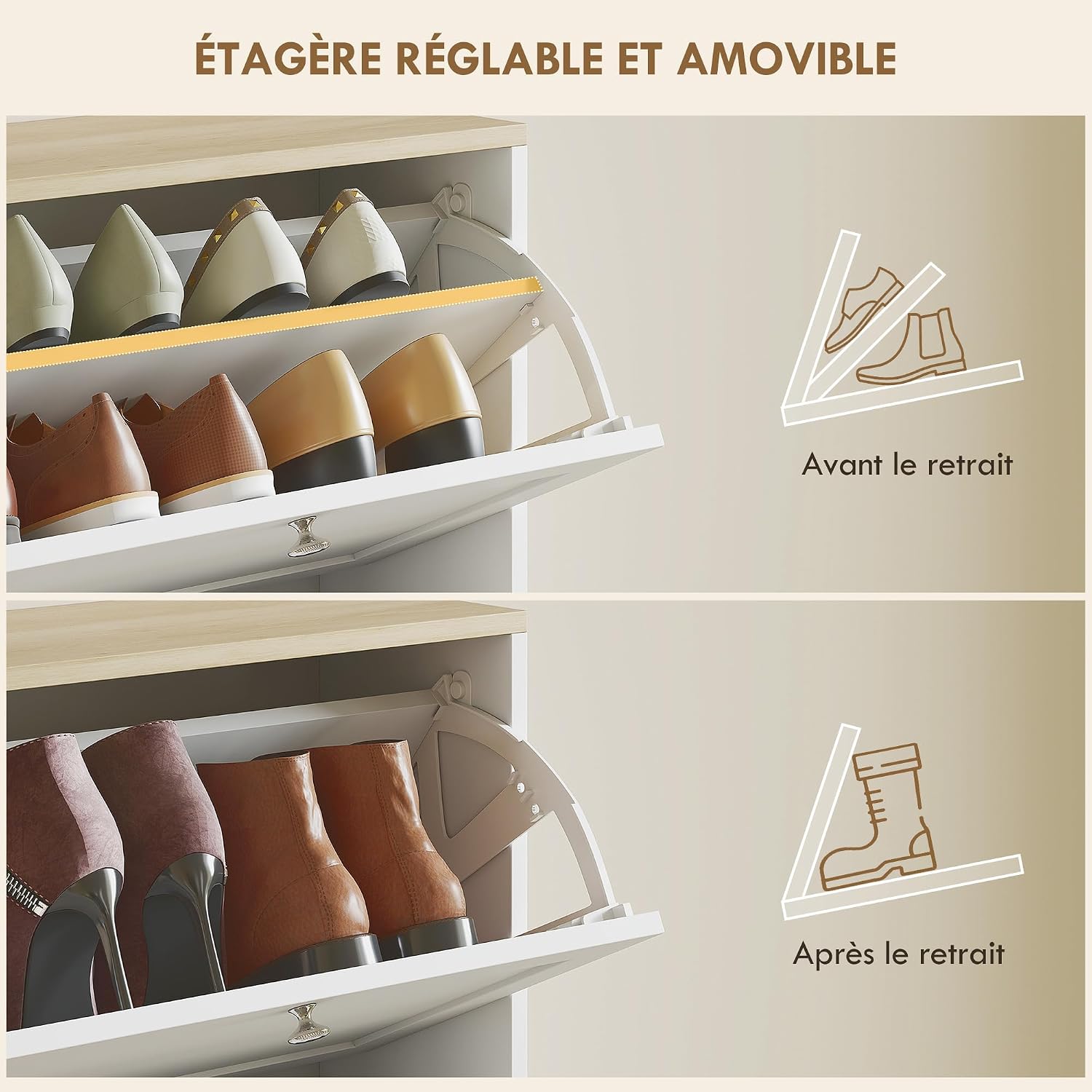 Detalle 1 de HOMCOM meuble à chaussures 24 paires 24