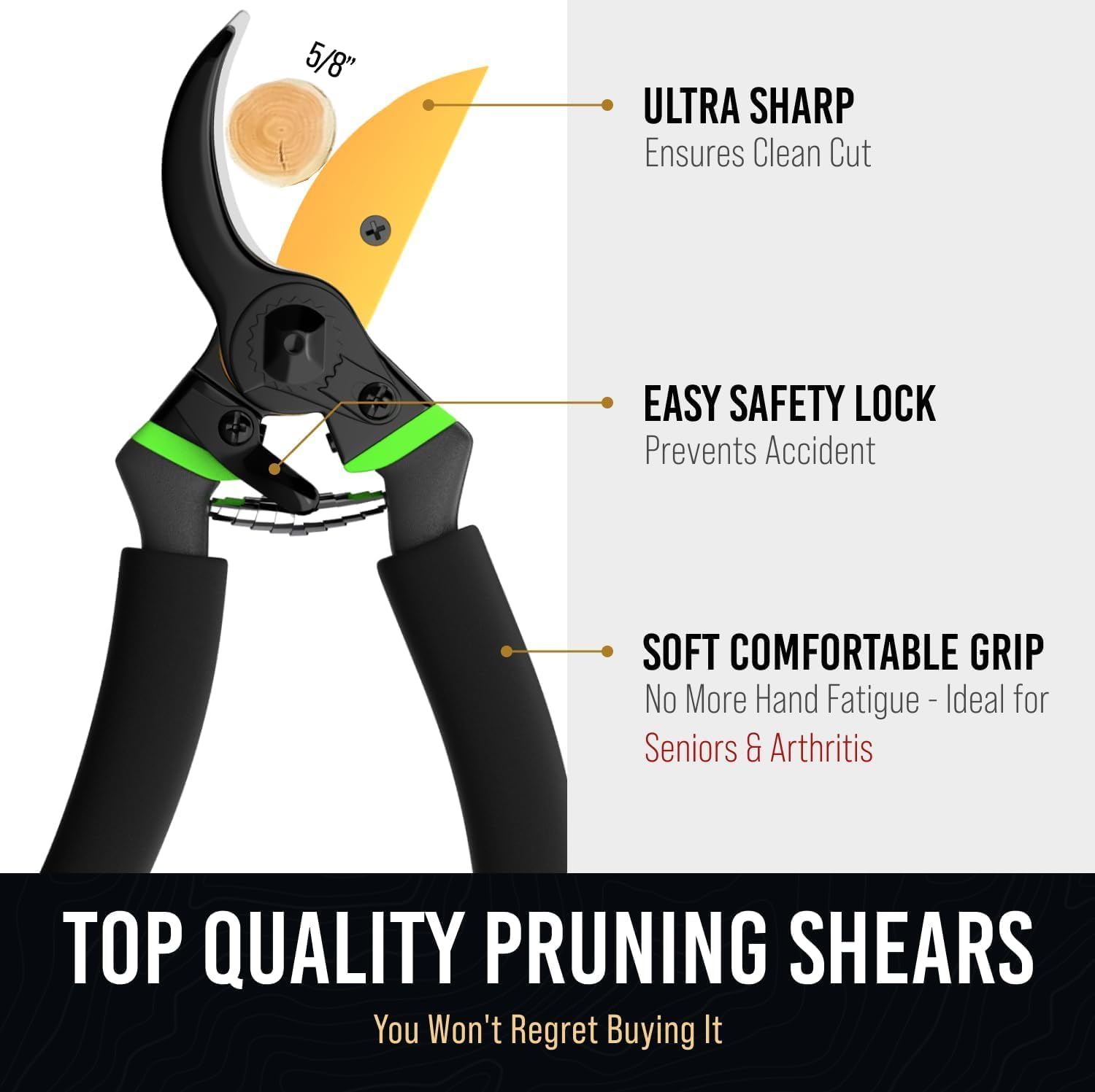 Detalle 2 de Craft911 PS-V1 Pruning Shears, Titanium-Coated SK5 Steel, Safety Lock