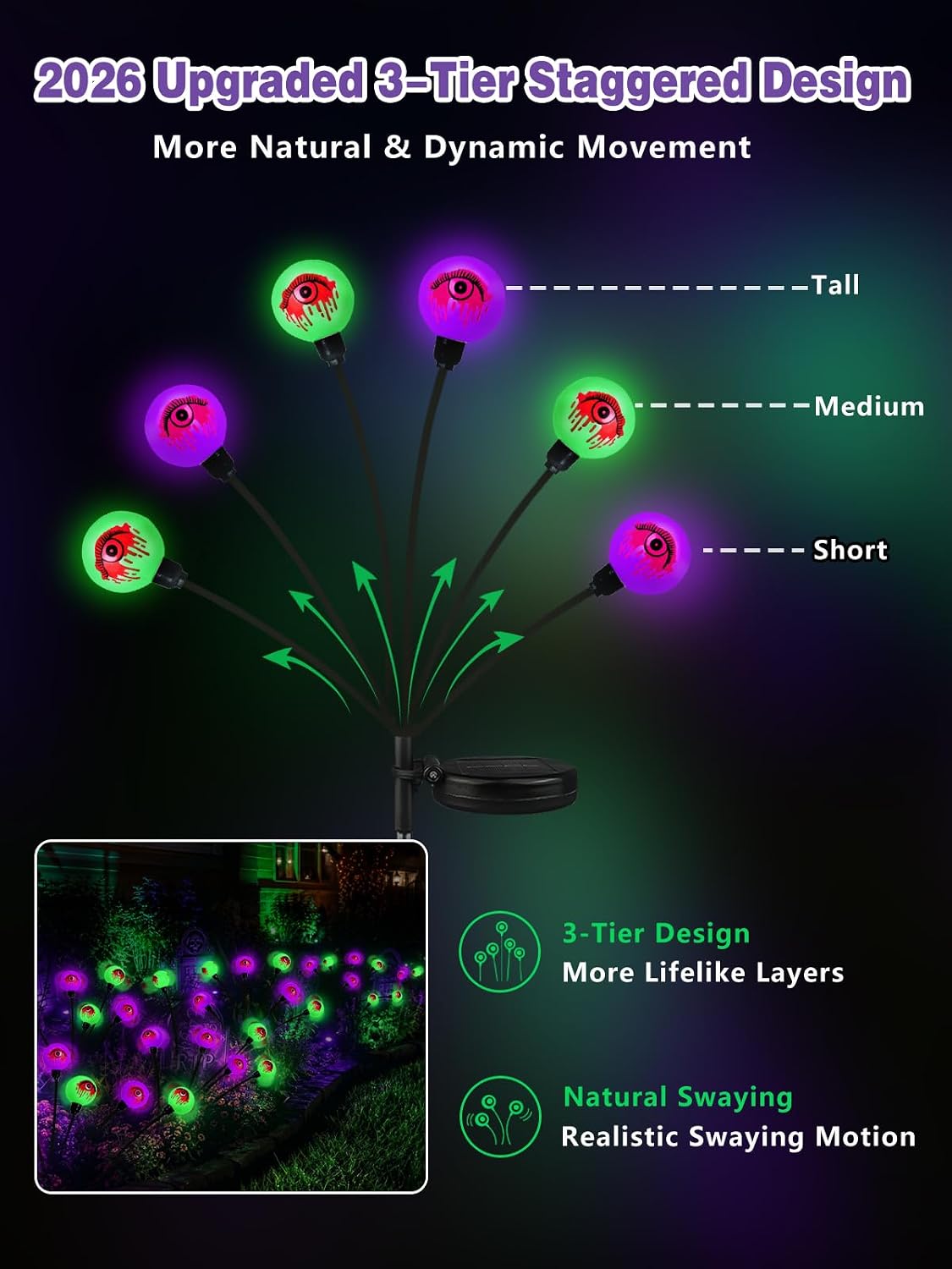 Detalle de Solar Halloween Eyeball Lights, 6-Pack