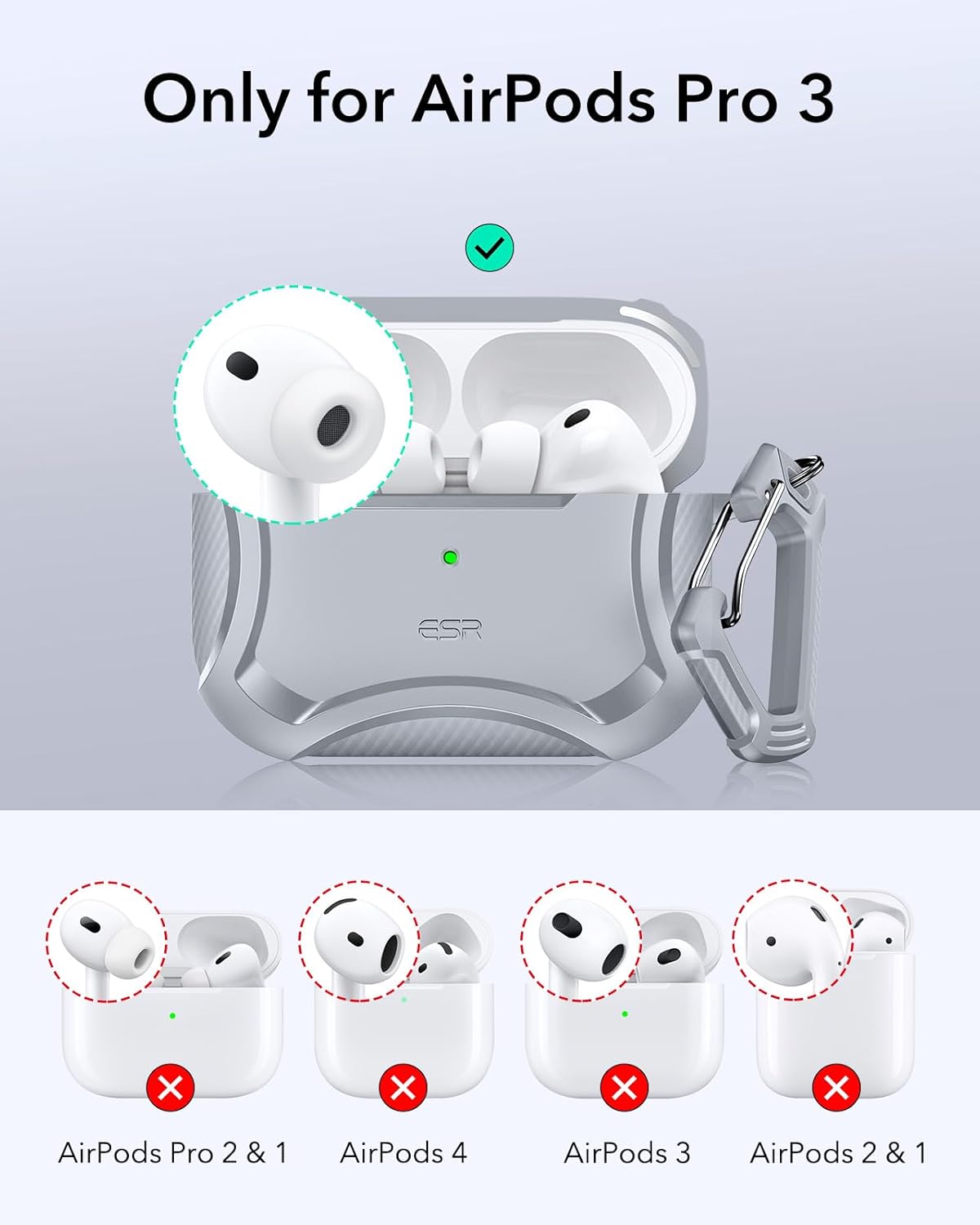 Thumbnail 1 de ESR for AirPods Pro 3 Case (2025) – Cyber Series in Grey