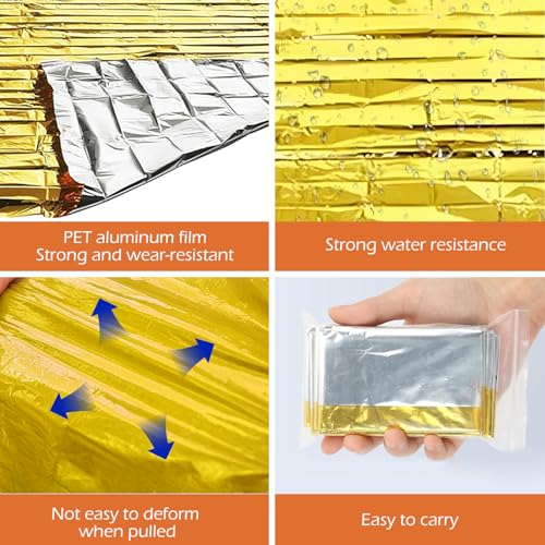 Detalle de NXPUXP Lot de 3 Couvertures de Survie – Isolation PET, imperméables et ultralégères (210x160 cm)