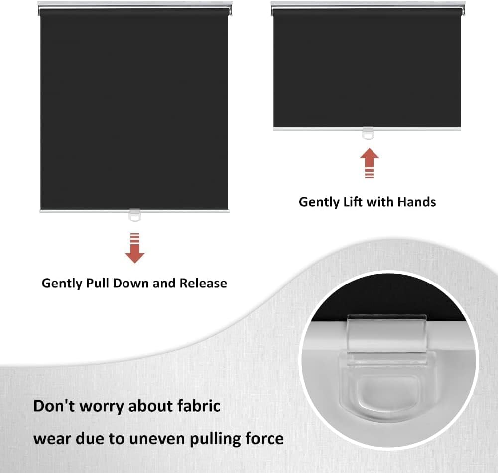 Detalle de KCO Cordless Blackout Roller Blind, 40" x 72", Black Polyester