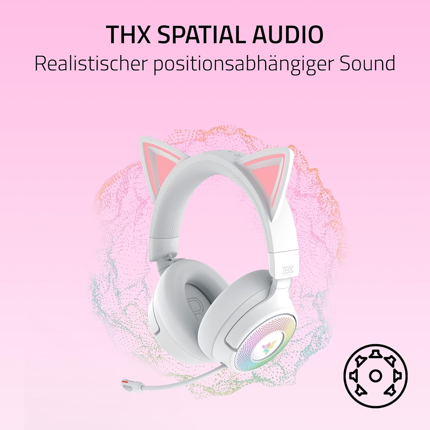 Detalle de Razer Kraken Kitty V3 Pro – Kabelloses RGB-Kitty-Headset für Gaming mit THX Spatial Audio