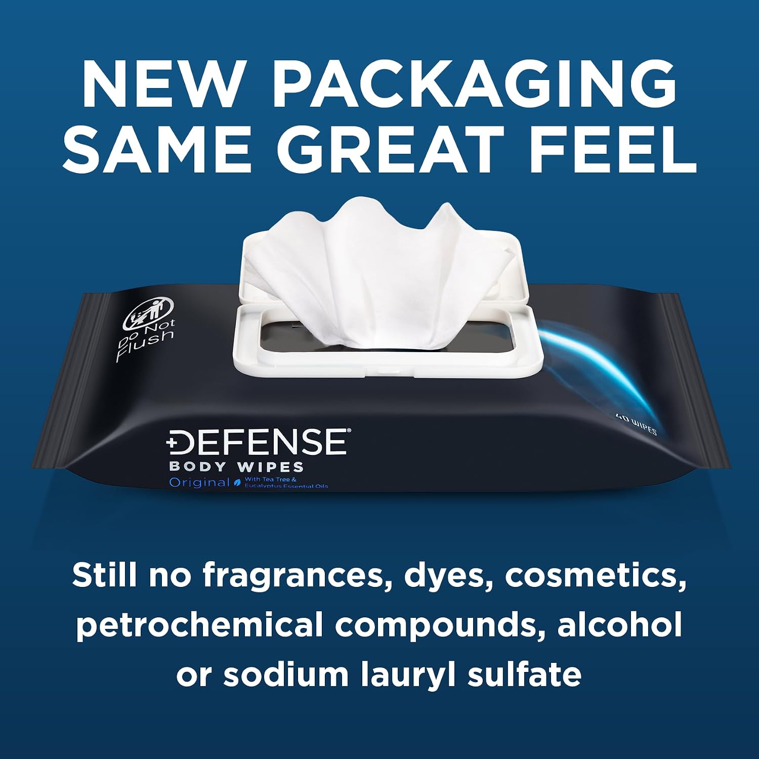 Detalle de Defense Soap All Natural Body Wipes with Tea Tree Oil (3-Pack, 40 Wipes Each) for Post-Workout Cleansing