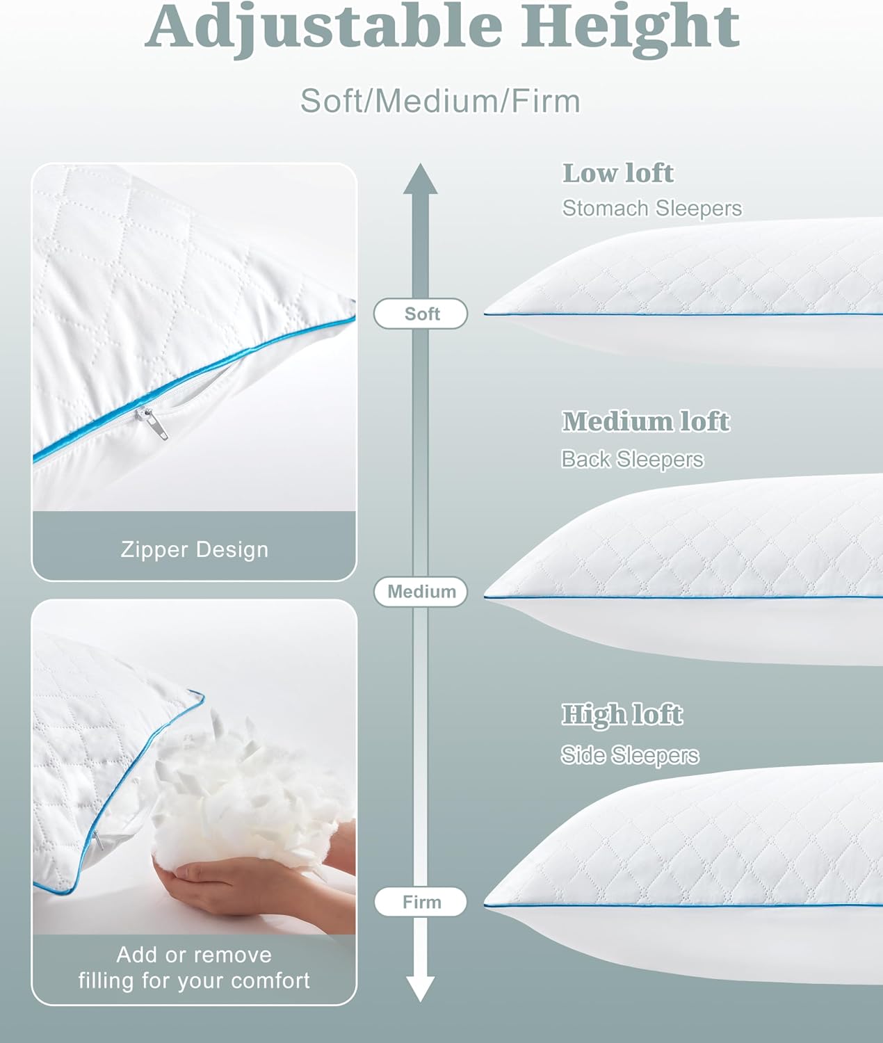 Detalle 2 de YZ HOME Long Body Pillow, 20 x 54 Inch Shredded Memory Foam