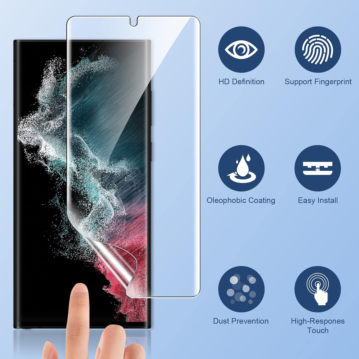 Detalle 2 de LK Samsung Galaxy S22 Ultra TPU Screen Protector, 3-Pack for Curved Display