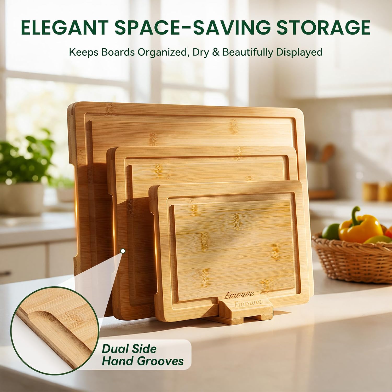 Thumbnail 6 de Empune Bamboo Cutting Board Set for Kitchen 🍽