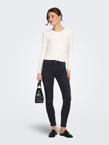 Detalle 2 de ONLY NOS Damen Skinny Jeans onlBLUSH MID ANK RAW – Schwarz, Gr. W32/L30 (Herstellergröße XL)