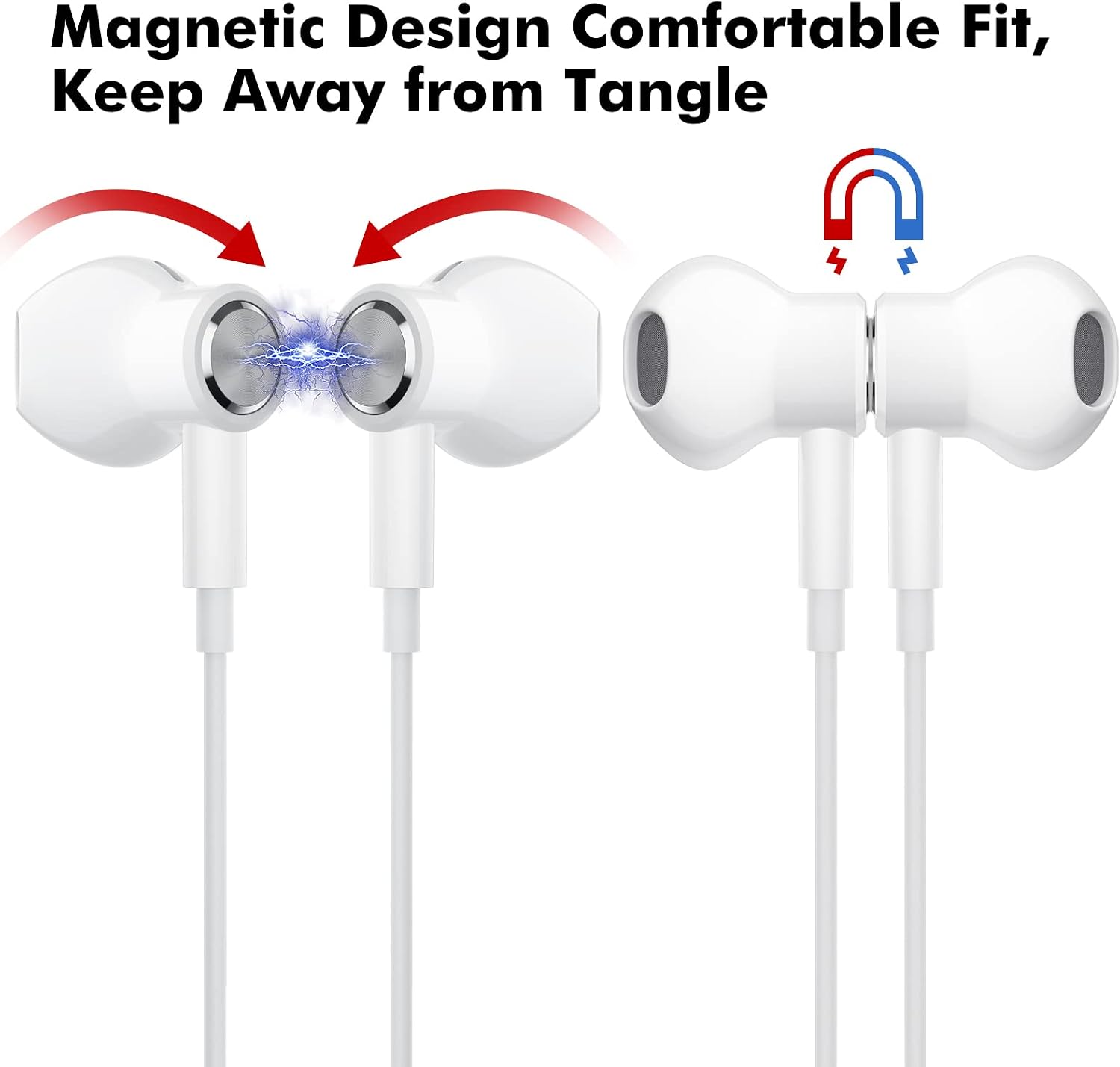 Detalle de USB-C Headphones with Mic and Volume Control (HiFi Stereo, Magnetic In-Ear) for iPhone & Android