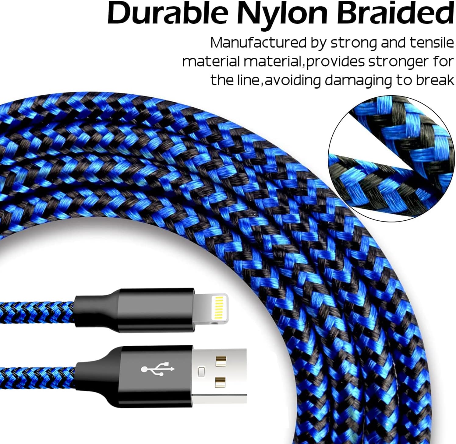 Detalle 2 de cugunu iPhone Charger 5-Pack Nylon Lightning Cables