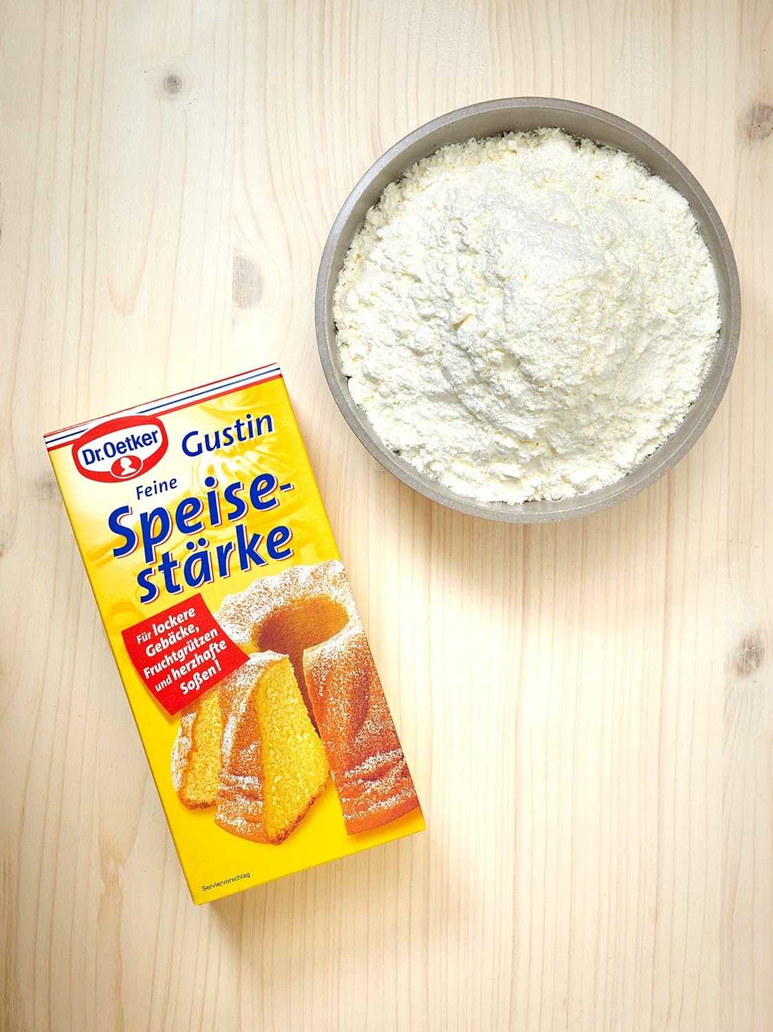 Detalle de Dr. Oetker Gustin Feine Speisestärke (6 x 400 g) – reine Maisstärke zum Kochen & Backen, vegan