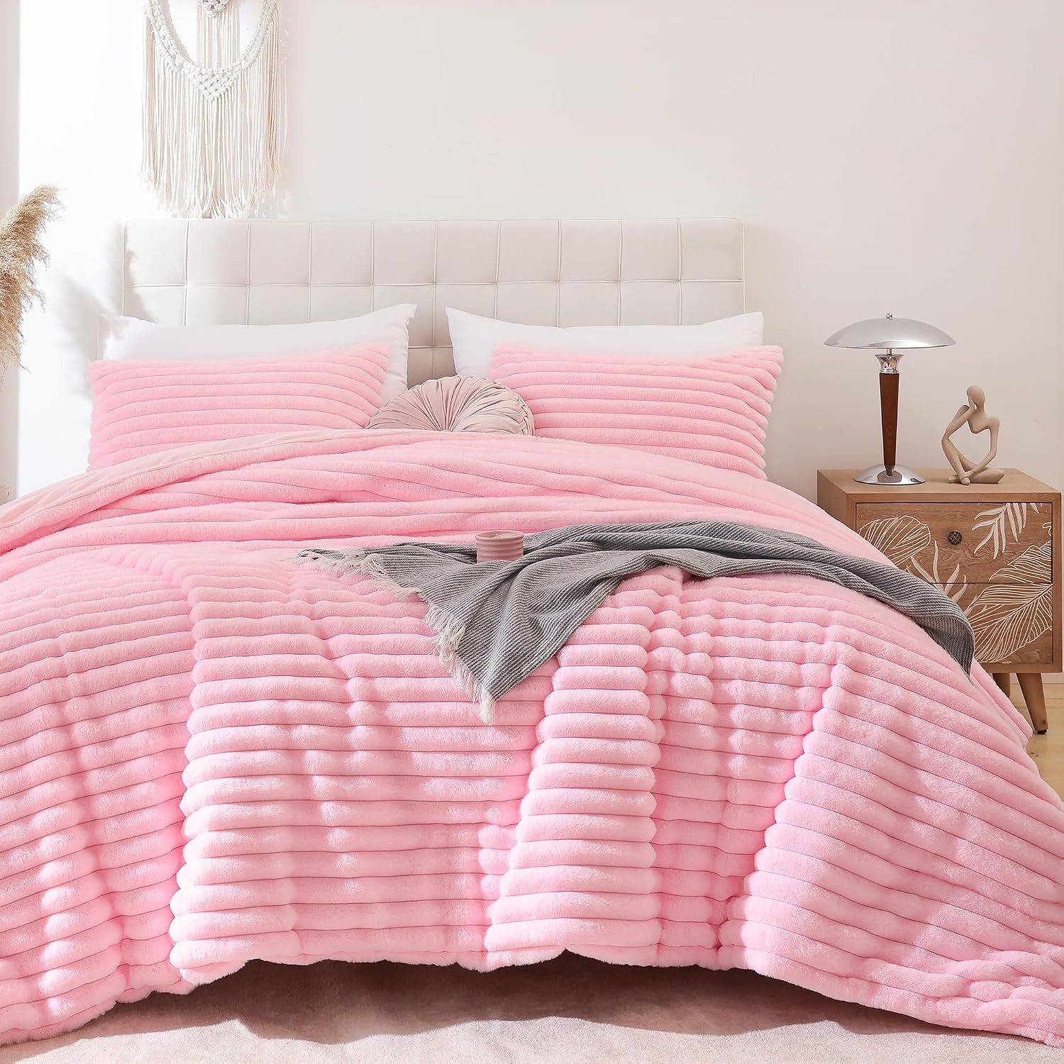 Detalle de Smoofy Fluffy Queen Comforter Set 90x90 Pink