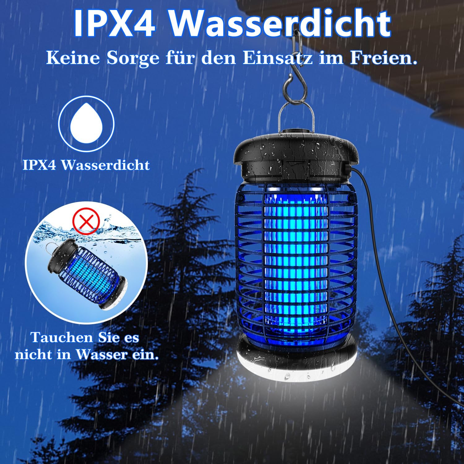 Thumbnail 4 de Seenlast Insektenvernichter Elektrisch – 15W UV-Lampe gegen Mosquitos, IPX4, 4200V