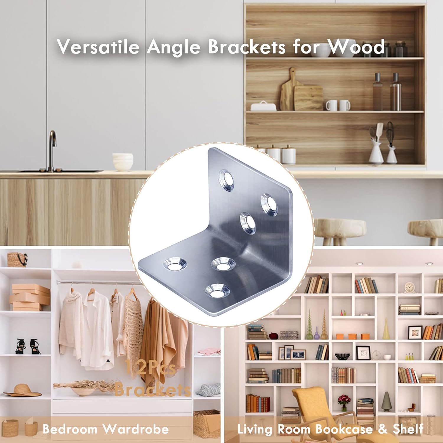 Thumbnail 6 de Gorffy Angle Brackets 15PCS – Heavy Duty L Brackets for Wood & Metal, 30 x 30 x 38 x 1.2 mm