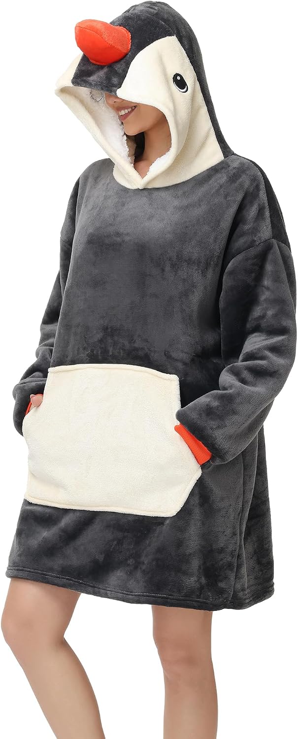 Detalle de LATH.PIN plaid à capuche motif panda en grandes tailles unisexe (sweat-shirt chaud)