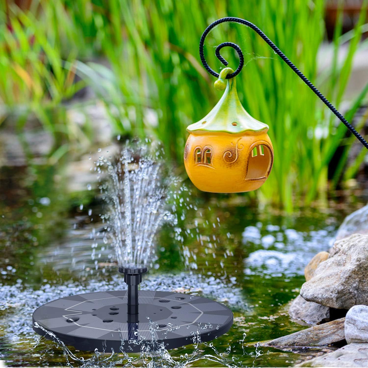 Thumbnail 5 de AISITIN Solarbrunnen für draußen (2,5 W) – solarbetriebene Teichpumpe mit 1.200-mAh-Akku