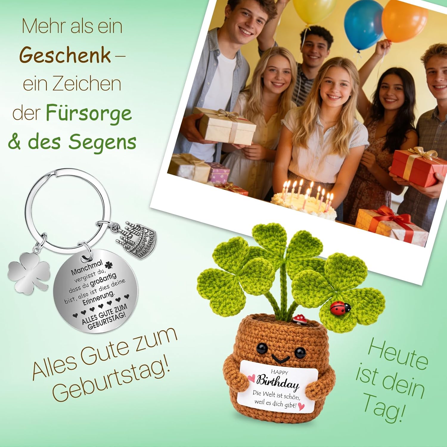 Thumbnail 6 de Farbeele positiver Pflanze & Glücksbringer-Schlüsselanhänger (Pocket Hug) – Geburtstagsgeschenk für Frauen und Männer