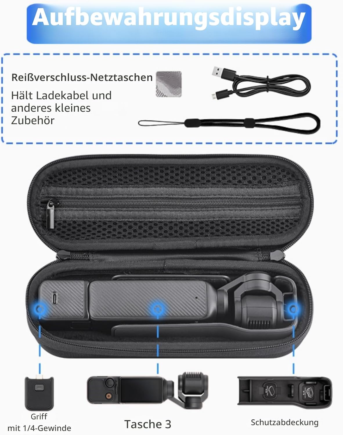 Detalle 2 de Flymile Tragetasche für DJI Osmo Pocket 3 (Nylon) – Schutzhülle mit Zubehörfach