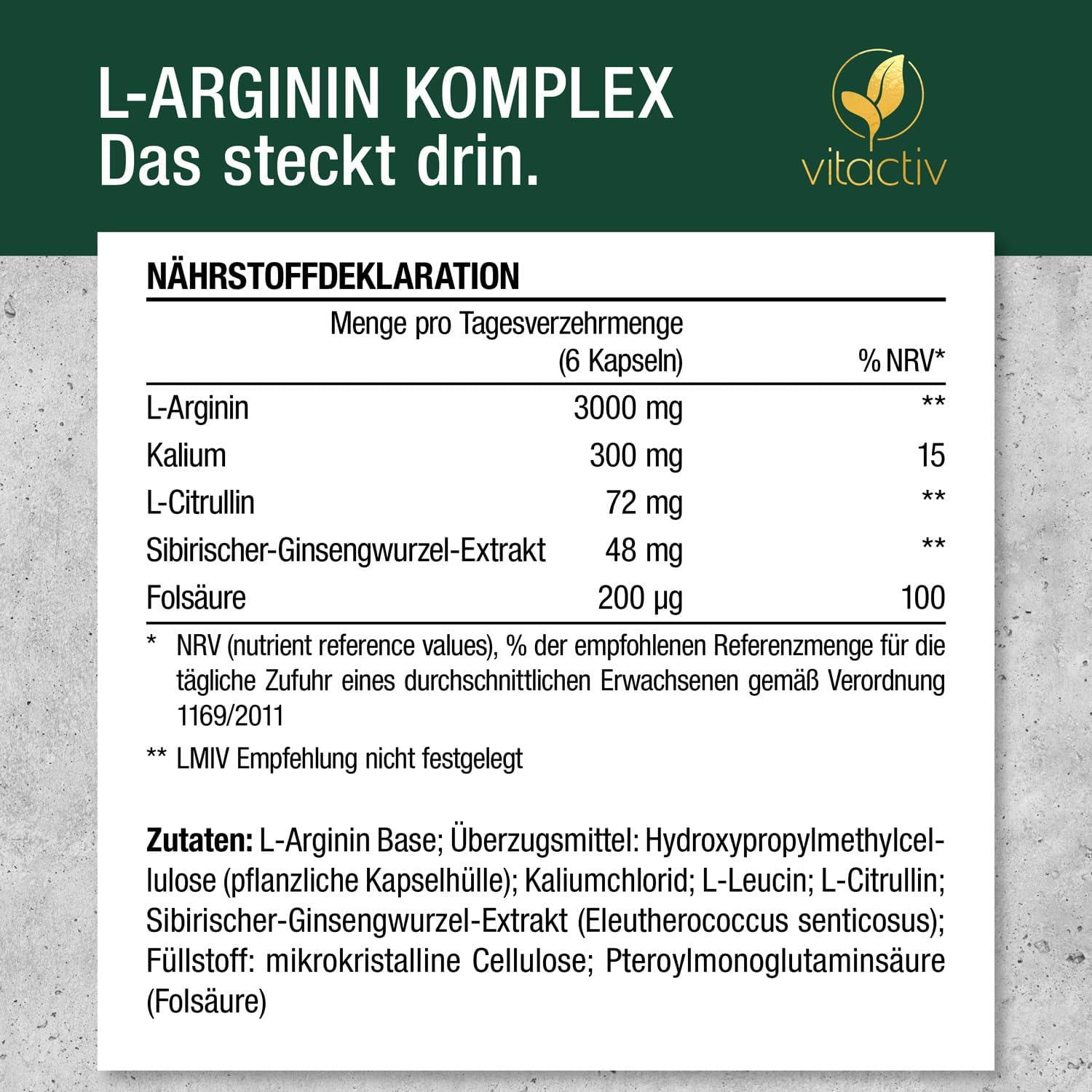 Thumbnail 6 de VITACTIV Arginin Komplex 3000 mg Hochdosiert