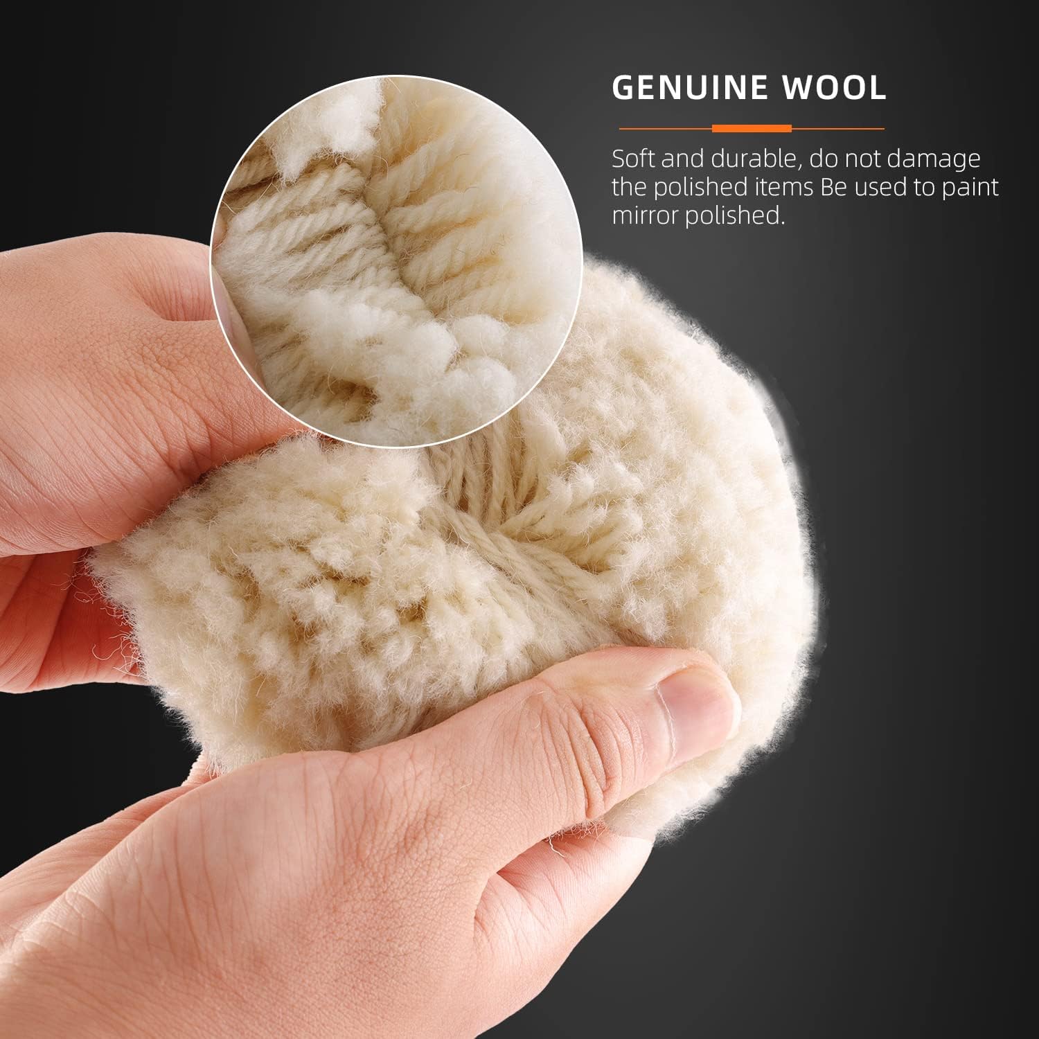 Detalle de SPTA 5-Pack 3" (75mm) Natural Wool Polishing Pads with Drill Backing Plate