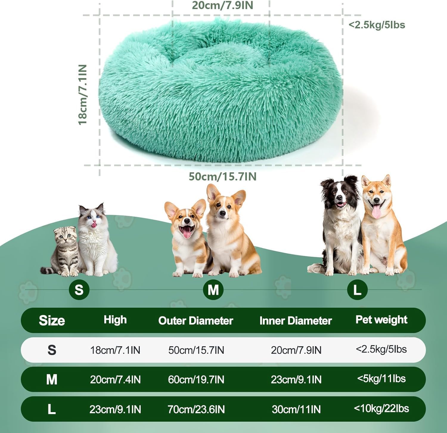 Detalle 2 de DONWEI Donut Bed 50x50cm calming dog bed