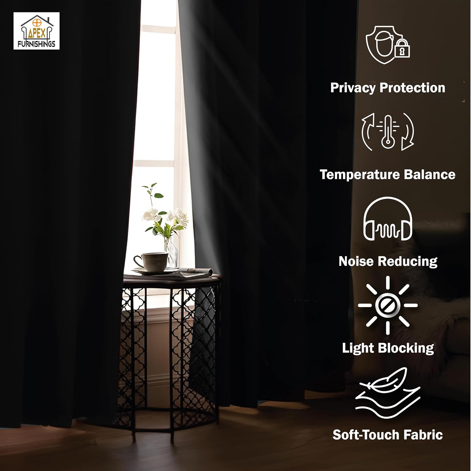 Thumbnail 6 de APEX FURNISHINGS Charcoal blackout curtains