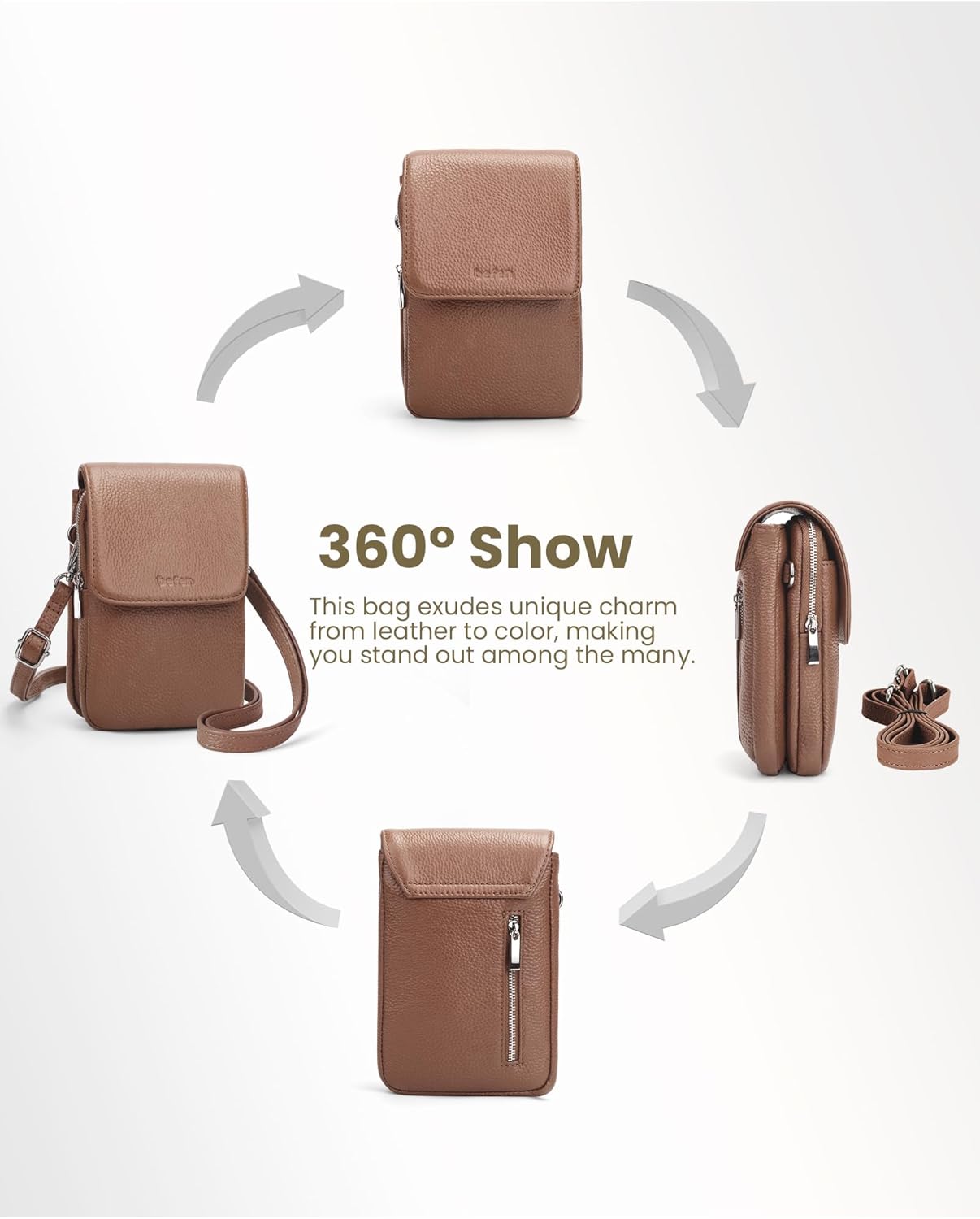 Thumbnail 5 de befen Genuine Leather Crossbody Bag for Women: Small RFID-Blocking Phone Bag