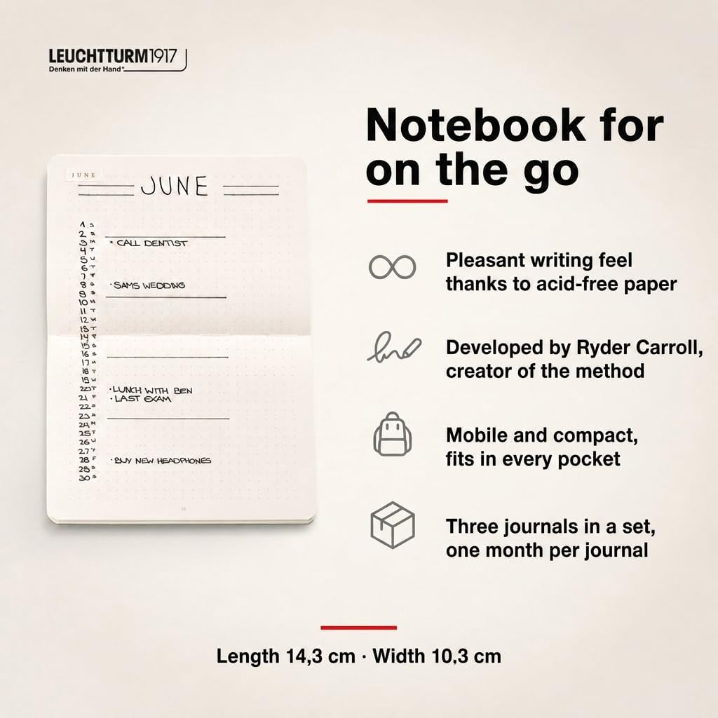 Thumbnail 1 de LEUCHTTURM1917 371629 ポケット版バレットジャーナル 14.3×10.3 cm・番号付きドット罫