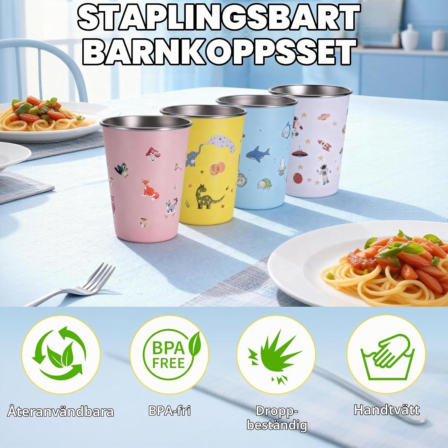 Detalle 2 de Hejo HK237 barnmuggar i rostfritt stål, 4-pack, 350 ml