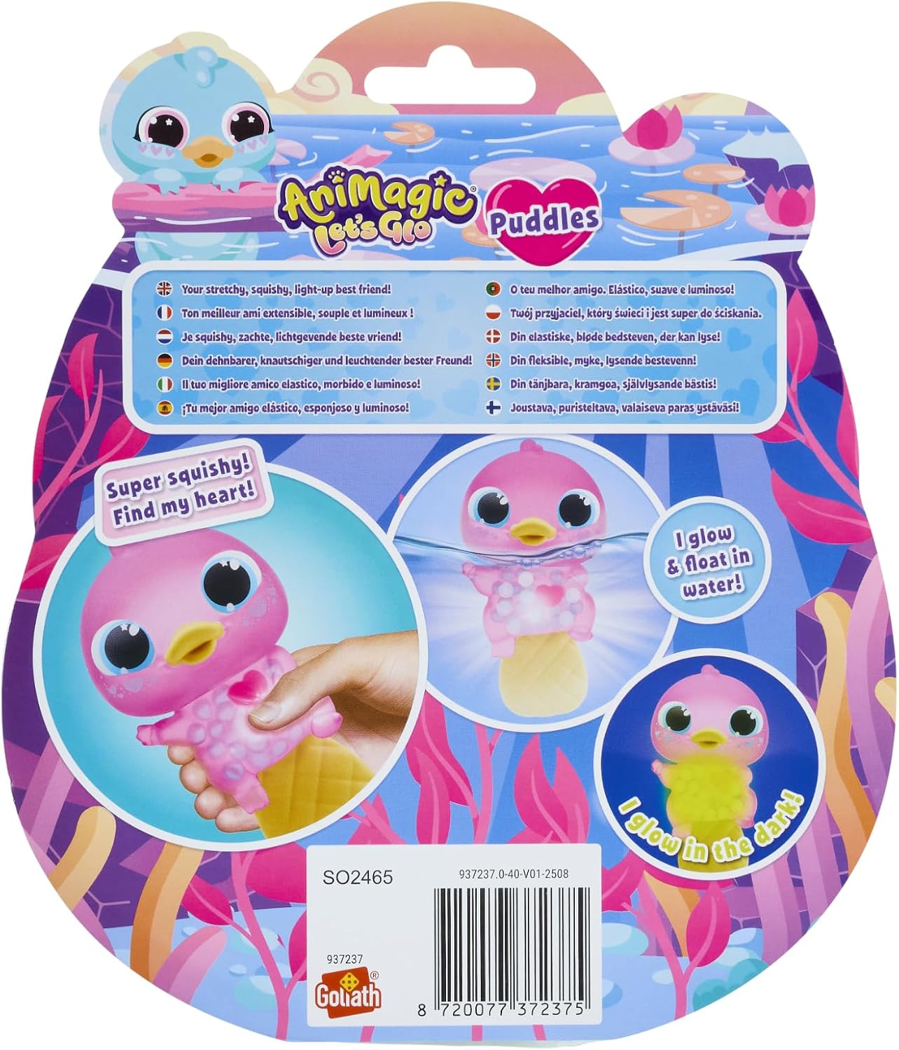 Detalle de Animagic Let's Glo Platypus - Pink | Glowing, Squishy Water Play Toy for Kids Aged 4+