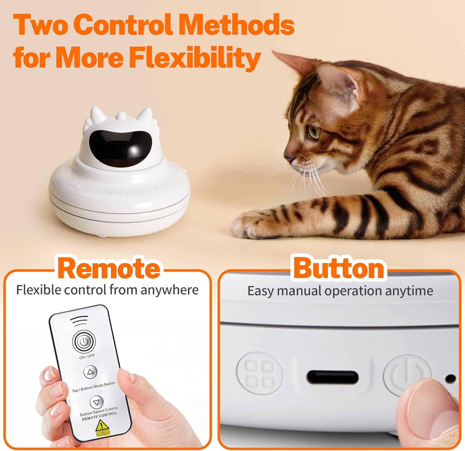 Detalle 2 de Toozey Jouet Interactif pour Chat — Jeu de Cache-Cache Électrique avec 3 Plumes Interchangeables et Télécommande