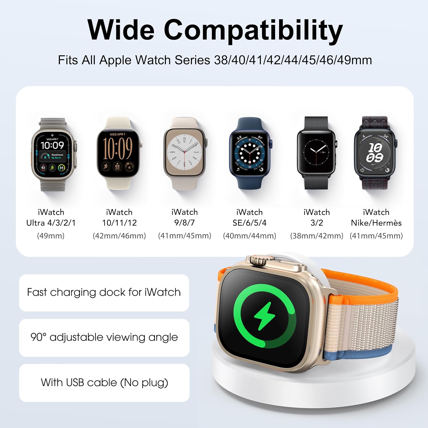Thumbnail 4 de ZAPOGO T21 Foldable Apple Watch Charging Stand with USB-C and Nightstand Mode