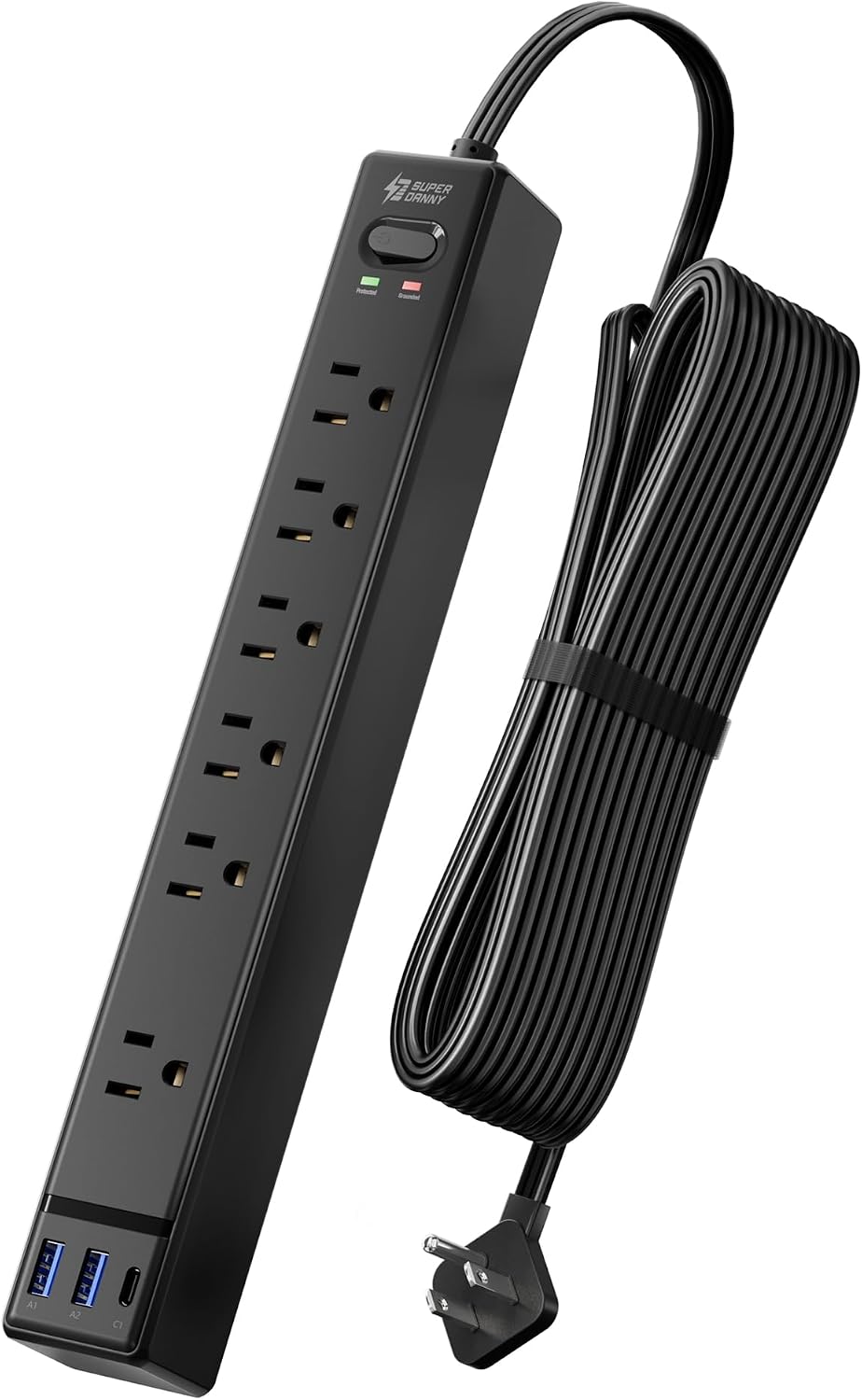 SUPERDANNY Power Strip, 10 ft Cord