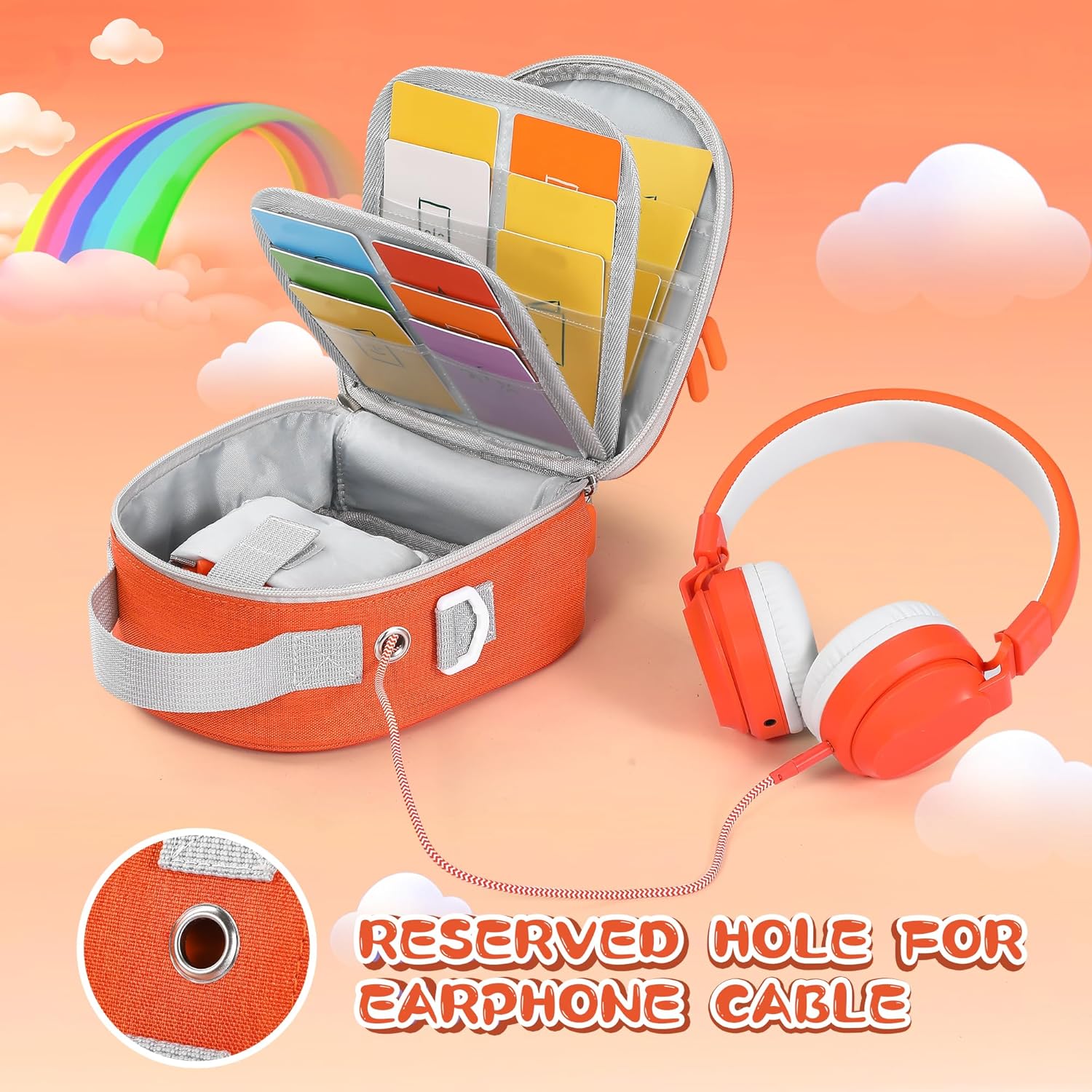 Thumbnail 4 de TATAVR Carrying Case for Yoto Mini (2024 Edition) – Orange, Card Holder for 30 Cards, with Adjustable Strap