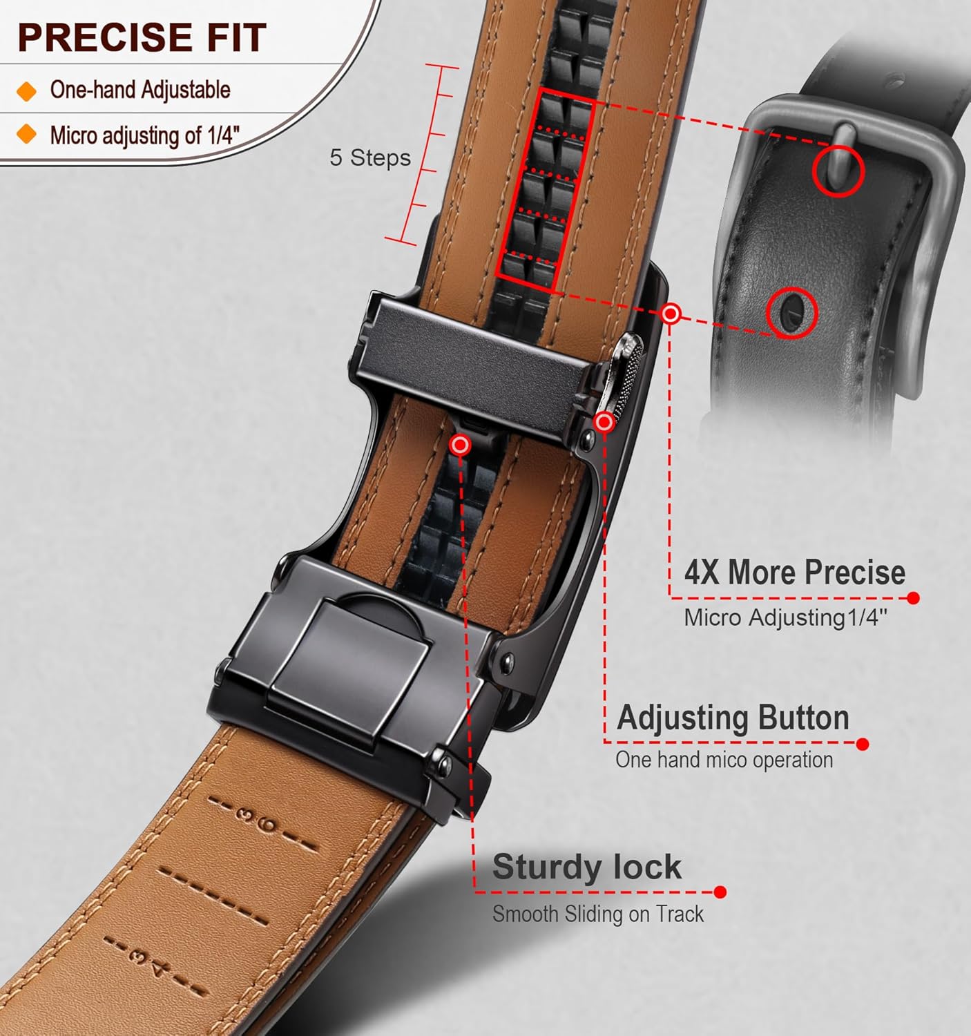 Thumbnail 3 de BULLIANT Leather Ratchet Belt 1 3/8" width 👔