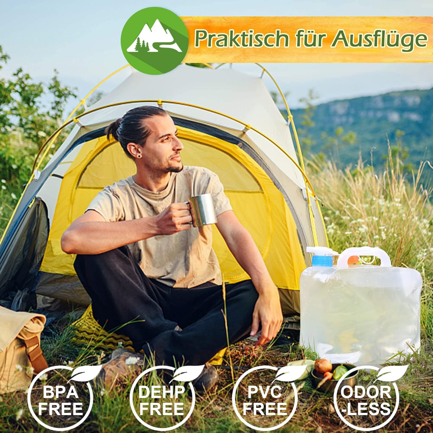 Thumbnail 1 de Reinalin faltbarer Wasserkanister mit Hahn – platzsparender Wassertank für Trinkwasser fürs Camping