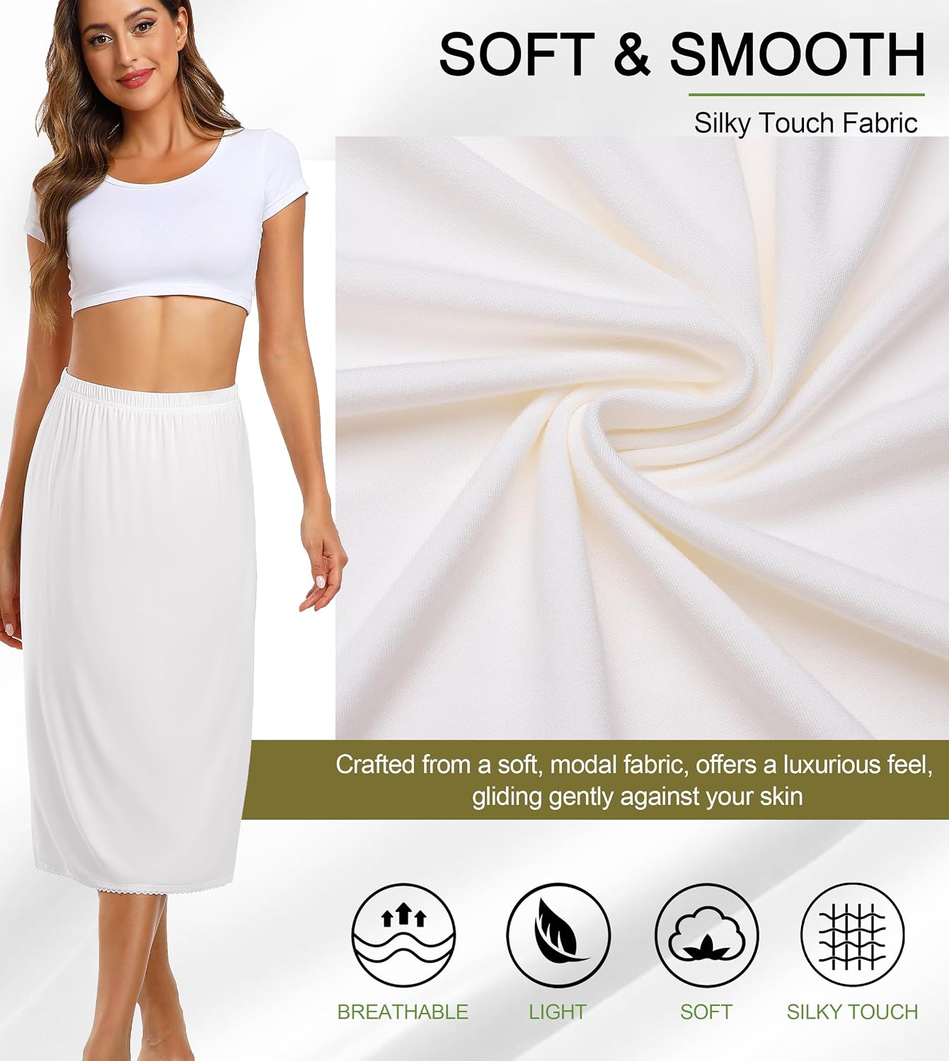 Detalle de Vlazom Women's Half Slip with Lace Trim – Soft Modal Underskirt (UK Sizes 6–24)