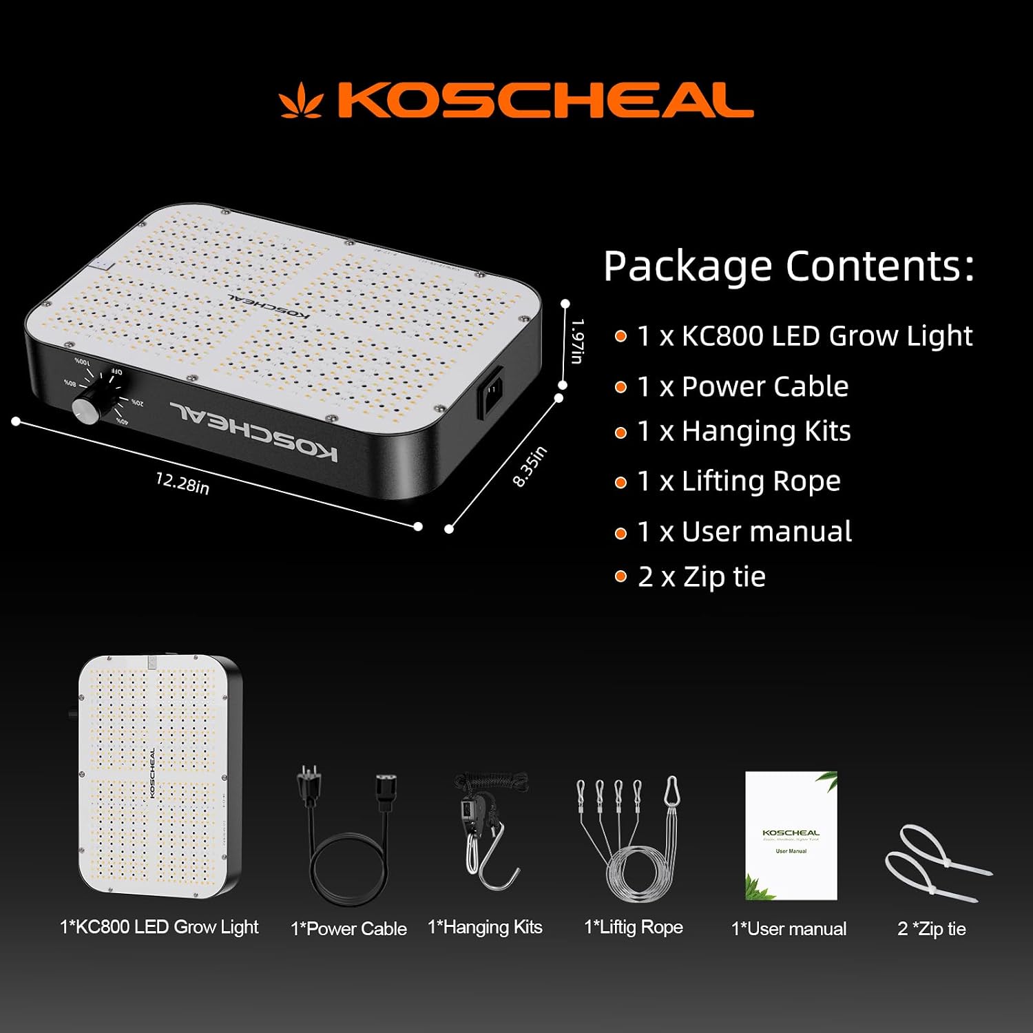Thumbnail 6 de KOSCHEAL KC800 80W LED Grow Light, Full Spectrum, Dimmable