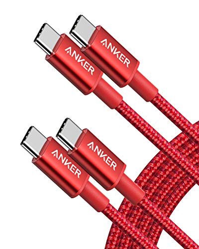 Detalle de Anker USB C to USB C Charger Cable, 60W (3A) New Nylon — 6ft / 1.8m, 2-Pack