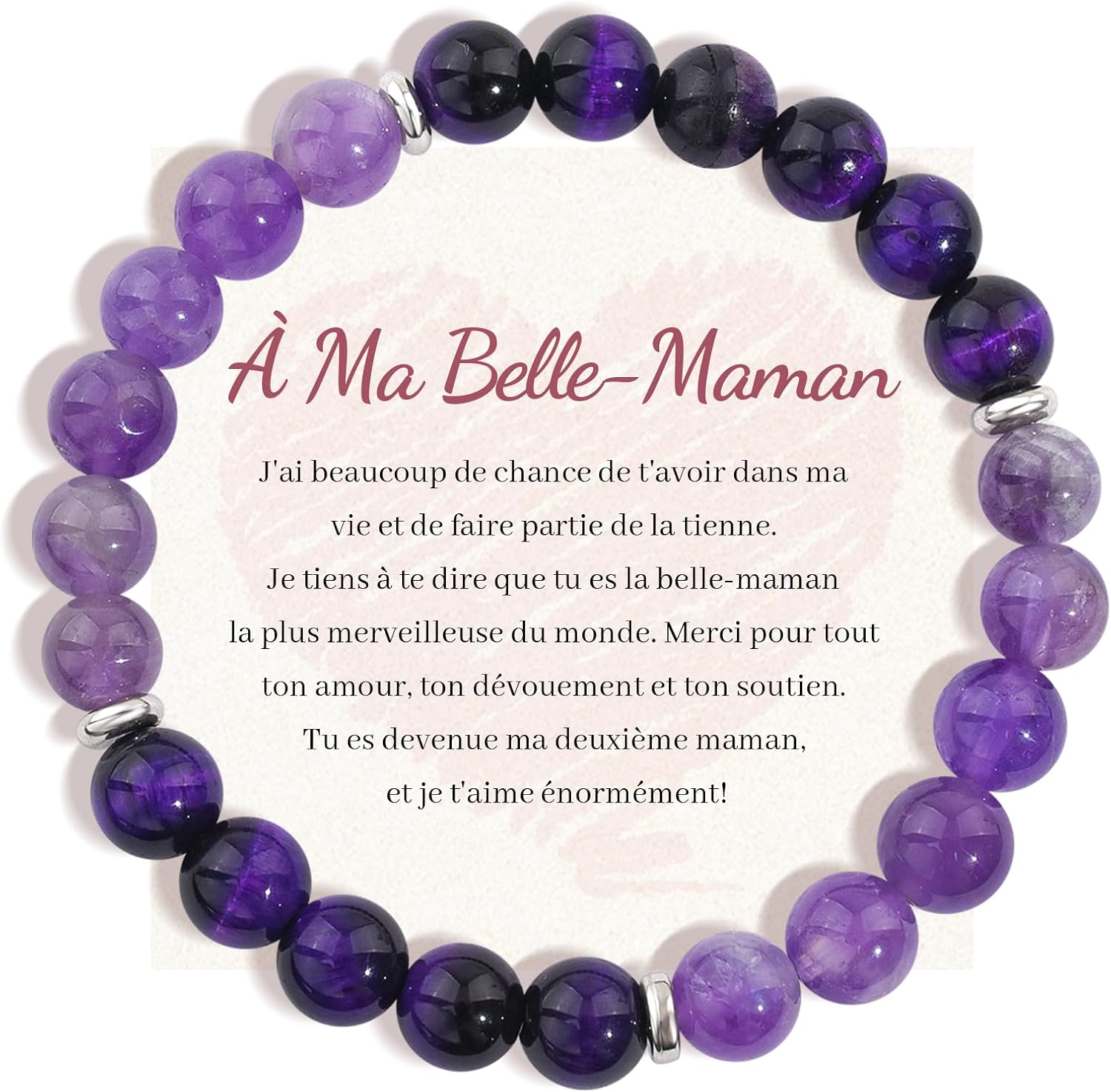 Detalle de Seyaa Bracelet Argenté avec Améthyste naturelle — Cadeau Fête des Mères pour Maman, Belle-Mère, Amie