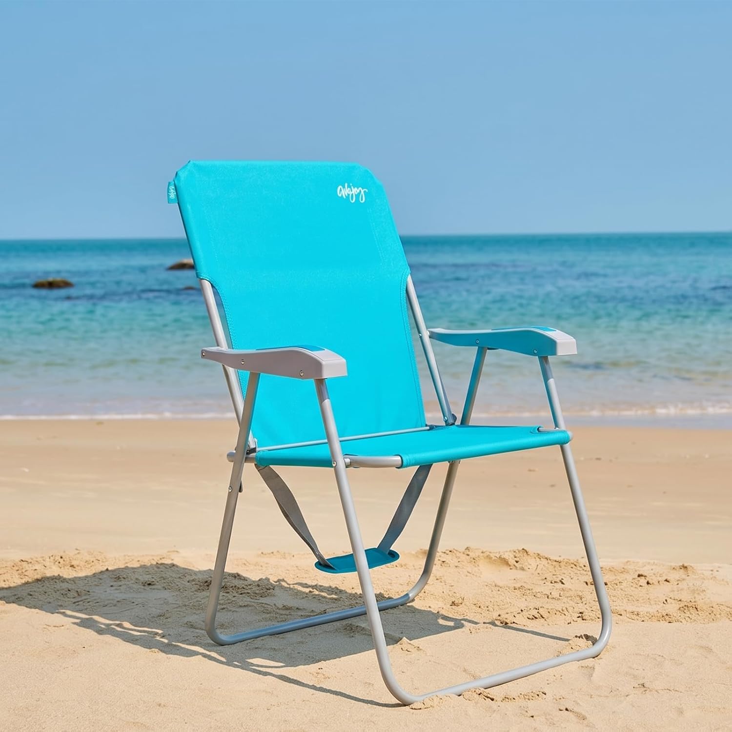 Detalle de WEJOY Sedia da Spiaggia Pieghevole: Comfort robusto e trasporto facile per mare, campeggio e giardino