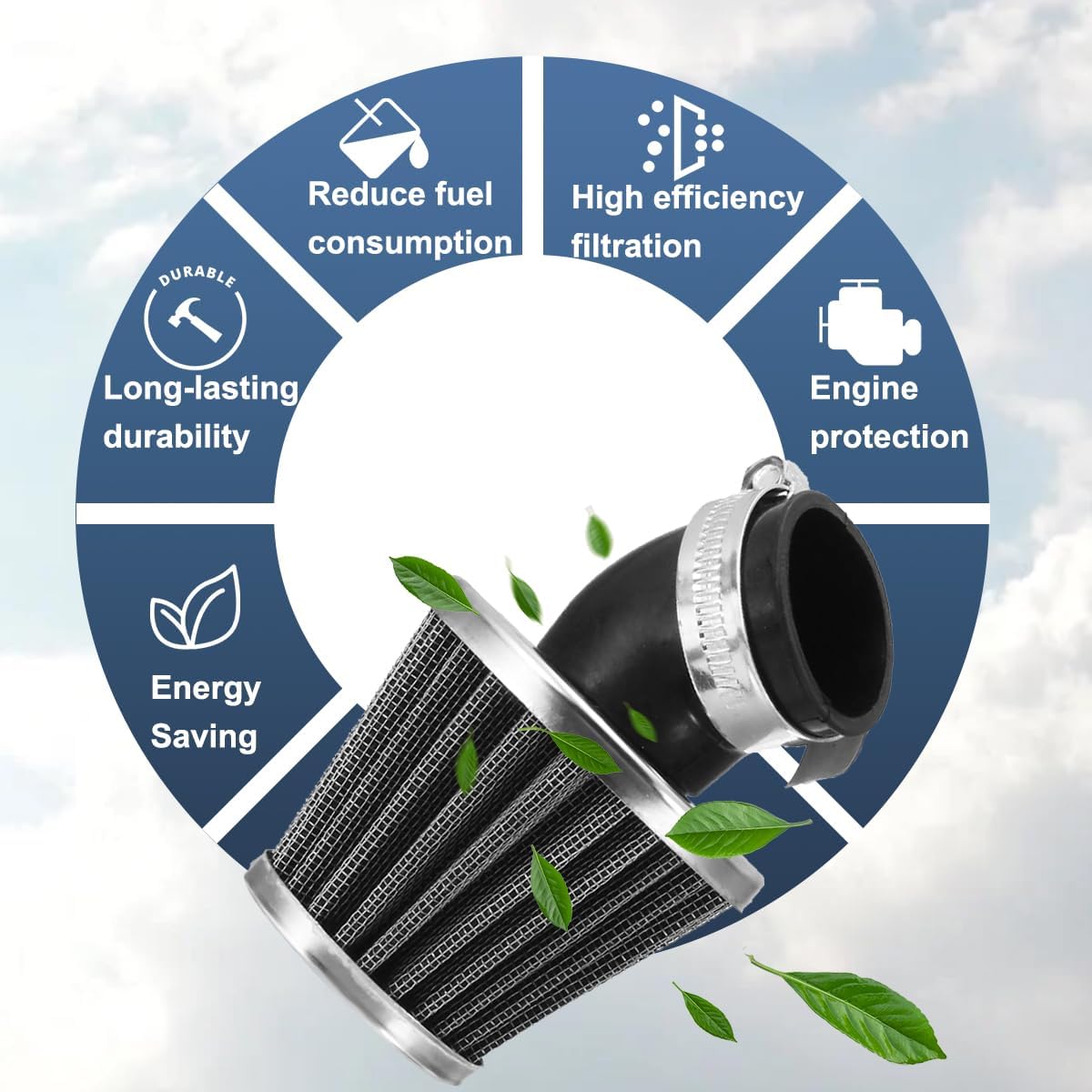 Thumbnail 5 de ZAMDOE 48mm–50mm 45° elbow air intake filter cleaner for 50cc–250cc GY6 & motocross-style bikes