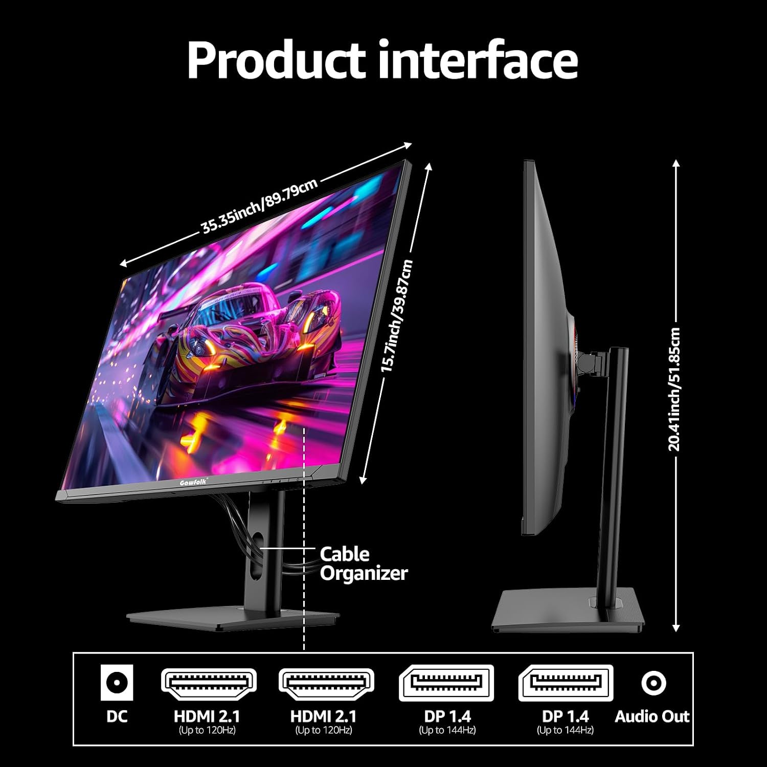 Thumbnail 6 de Gawfolk 27 inch 4K gaming monitor (UHD 3840 x 2160), 144Hz IPS with height adjustment