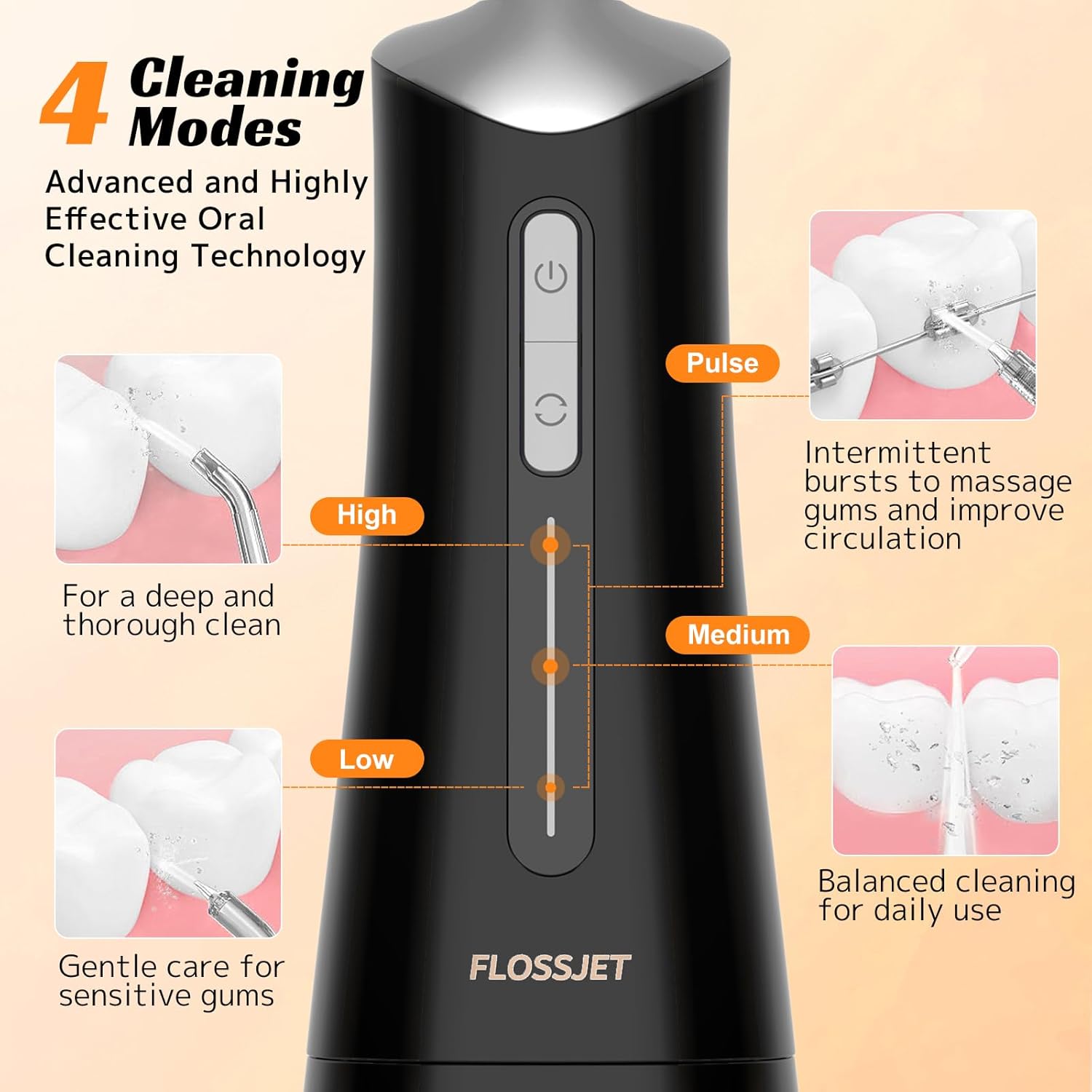 Thumbnail 2 de FlossJet Cordless Water Dental Flosser with 300ml Tank – 4 Modes, 5 Tips, IPX7 Waterproof