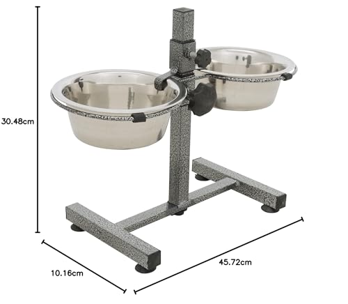 Detalle 2 de TRIXIE Bar pour chien réglable en hauteur avec 2 gamelles en inox – structure métallique et antidérapante